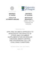 APPLYING AN OMICS APPROACH TO
 INVESTIGATE THE EFFECTS OF
 CITRUS AND CUCUMBER
 SUPPLEMENTATION ON BROILER
 CHICKENS UNDER CONTROL
 AND ESCHERICHIA COLI LPS
 CHALLENGE CONDITIONS