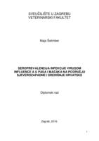 prikaz prve stranice dokumenta Seroprevalencija infekcije virusom influence A u pasa i mačaka na području sjeverozapadne i središnje Hrvatske